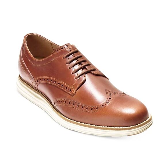 Cole Haan Original Grand Tan Brown Leather Wing Oxford Dress Shoes Men 10 - Picture 1 of 15